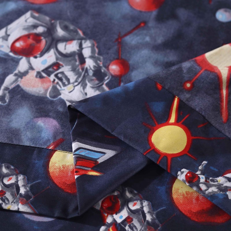 SDY 4 PCS Astronaut Bedding Sheets Set Full Size Galaxy Print Sheet Set with 1 Deep Pocket Fitted Sheet & 1 Top Flat Sheet & 2 Pillowcases for Kids Teens Boys Children Toddler(Full,Astronaut) - Image 4